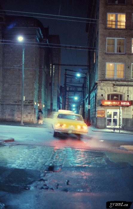 downtown_eastside_Ahasiw_Maskegon_Iskwew_colour_slide_s288_alley_looking_toward_rosevelt_hotel_with_taxi